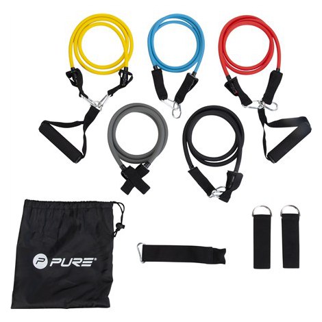 Pure2Improve | Exercise Tube Set | Black, Blue, Grey, Red and Yellow